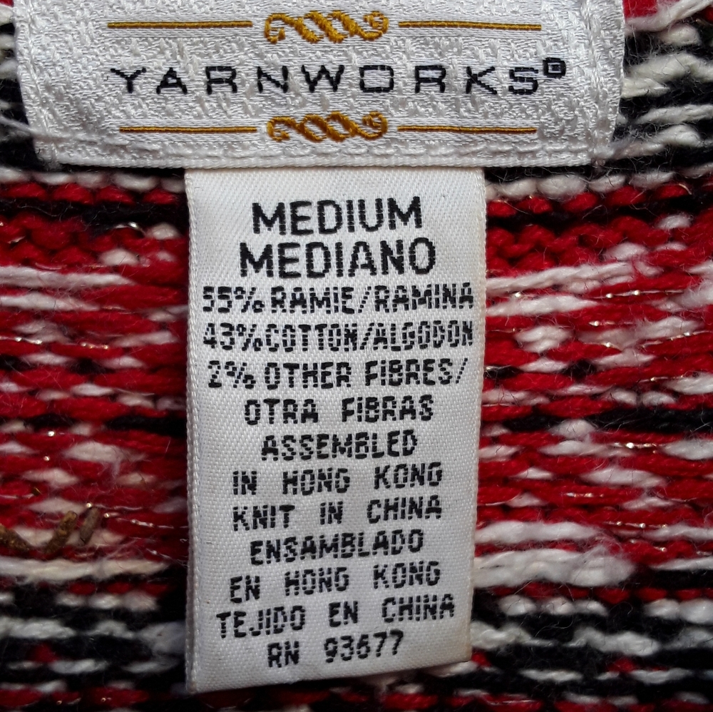 🎅 Vintage Christmas Zip Up Cardigan  Distressed Sz Med YARNWORKS - Picture 2 of 12